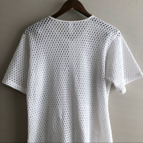 Donna Vintage Mesh Lace Zip-Up Beach Cover Up Dress | White | Size S - Picture 10 of 14